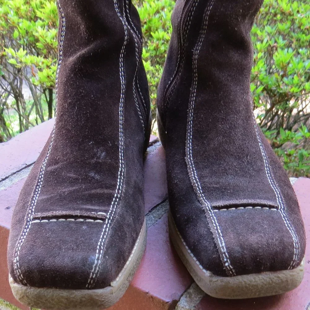 Vintage Gattino Leather Boots - Size 39 - Brown - Contrast Stitching - Suede - Picture 12 of 16